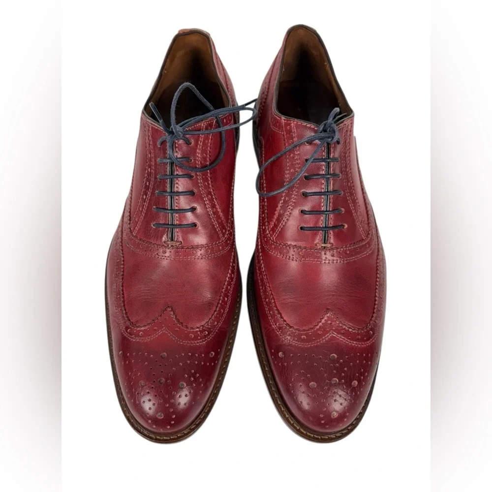 Mercanti Fiorentini Red Leather Wing Tip Oxford Mens Shoes US 11 M Casual